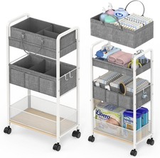 2In1 Baby Diaper Caddy  3-Tier Rolling Diaper Cart, Diaper Caddy Organizer Cart