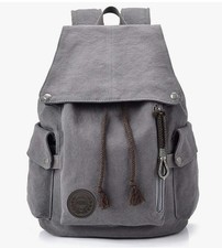 Canvas Backpack Vintage Grey Laptop Travel Rucksack