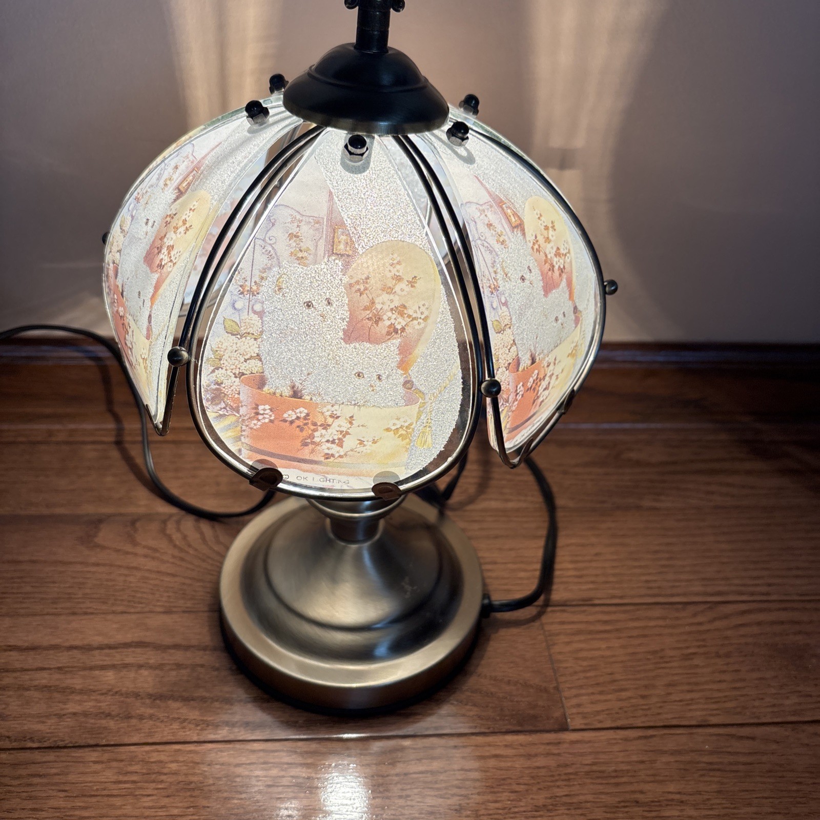 OK Lighting Cat Kittens  3 Way Touch Table Lamp 14" Sparkling Cats