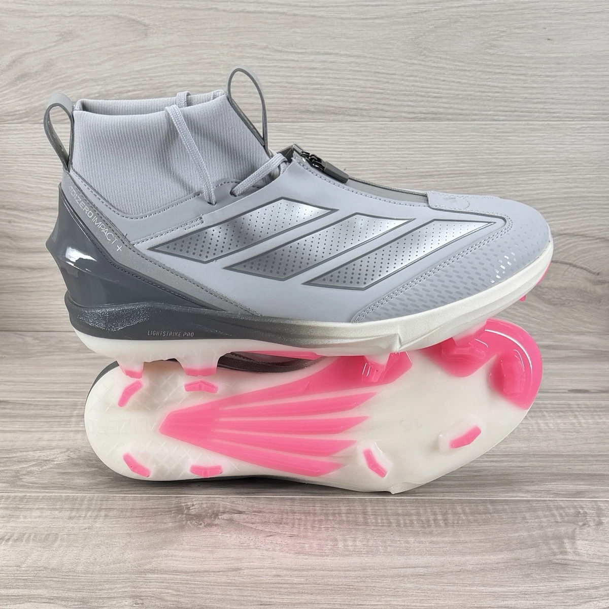 Adidas Adizero Impact+ 2.0 Men\'s 13 Gray‎ Silver Pink Baseball Cleats JH6720 adidas 12.5 US Baseball & Softball Cleats for Men for sale  main image 4