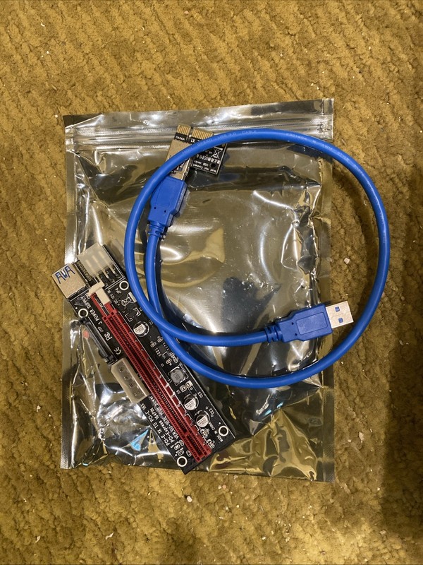 Ubit 6 Pack Latest PCI E GPU Riser Adapter Card 16X to 1X 6Pin MOLEX SATA New