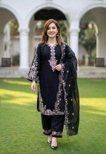 Presenting New Pure Heavy Silk Black Salwar Kameez With Dupatta For Party Wear