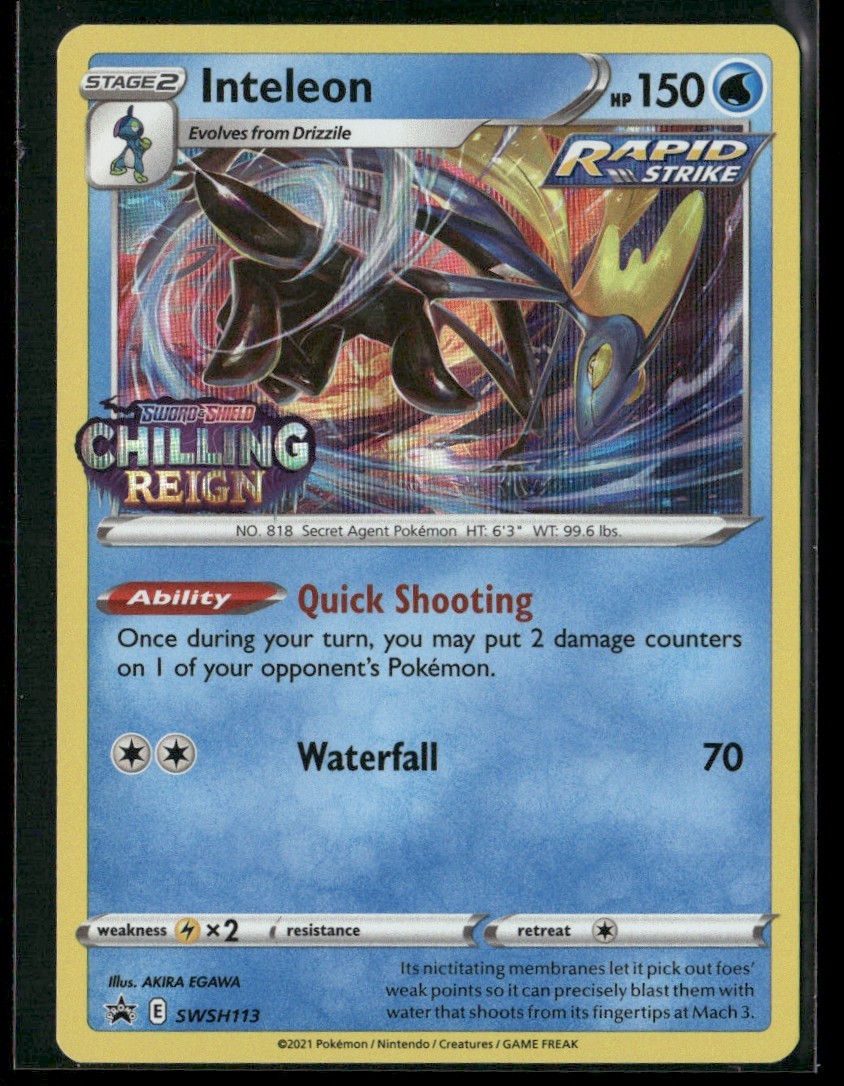 Inteleon #SWSH113 2021 SWSH Promo Black Star NM Pokemon TCG Promo Ultra Rare