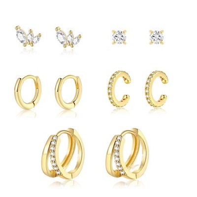 Gold Hoop Earrings Set for Women Trendy Hypoallergenic Dangle Huggie Flat Back S