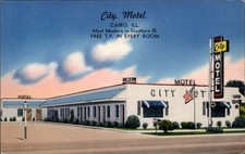 Cairo Illinois City Motel free TV in every room ~ unused postcard sku265