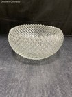 Clear Diamond Point Pattern Glass Bowl Round Pressed Glass Serving Dish — photo 1