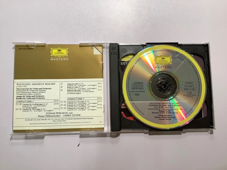 Mozart - The 5 Violin Concertos 2CD 1986 Deutsche Grammophon Classical - Image 3 of 4