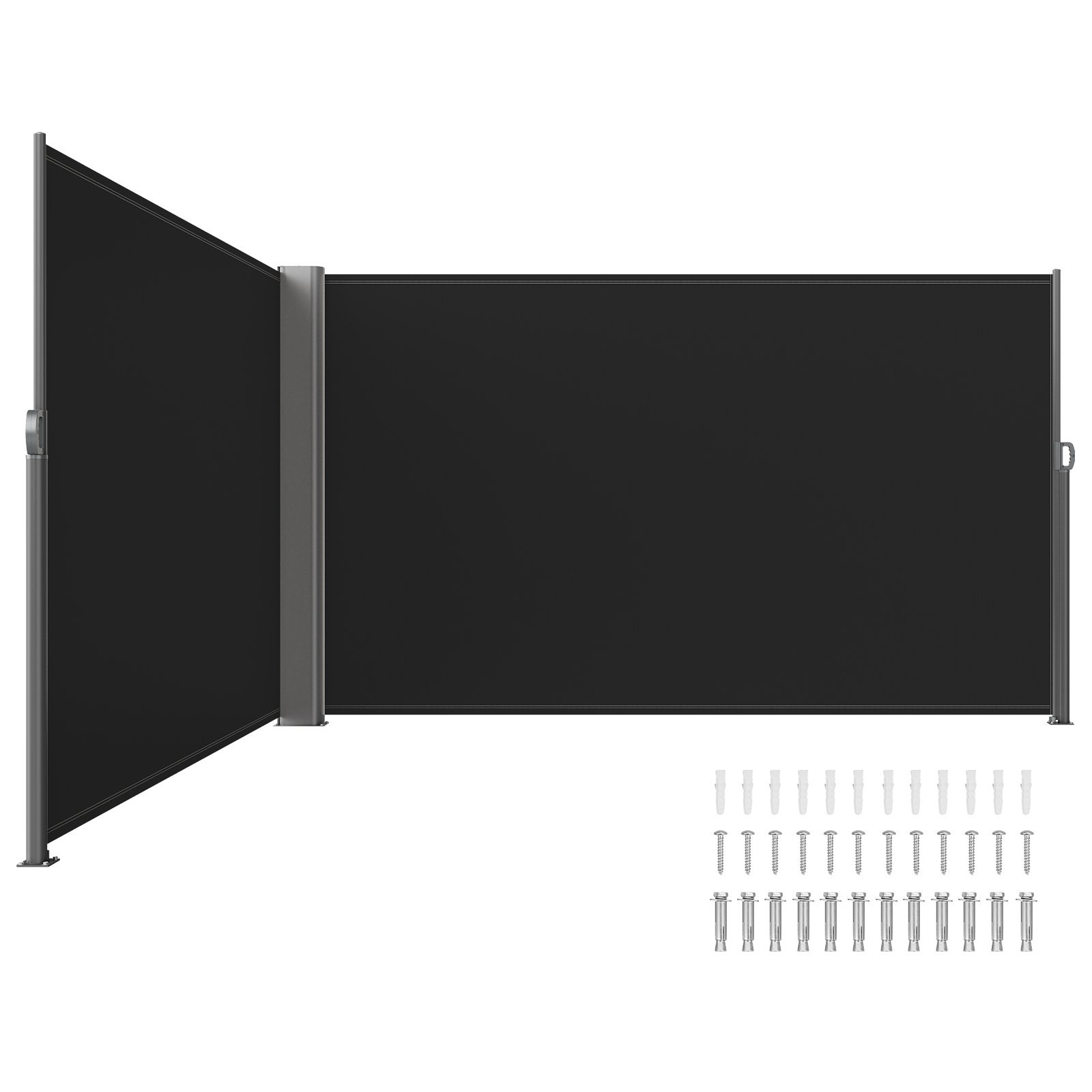 Retractable Side Awning, 71''x 236'' Aluminum Outdoor Privacy Screen, 280g Polye