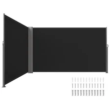 Retractable Side Awning, 71''x 236'' Aluminum Outdoor Privacy Screen, 280g Polye