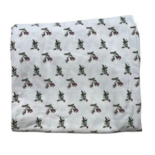 London Fog 100 Cotton Turkish Flannel Holiday Flat Sheet Bedding White Floral