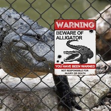 Beware of Crocodile Signs 8"x12" Vintage Metal Warning Signs About Alligator Act