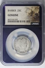 1907-O NGC Genuine Barber Quarter 25C Purple TAT Label 90% Silver