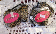 2 Beauty's Love Thongs  Leopard Print Nylon/Spandex  One Size  New in Package