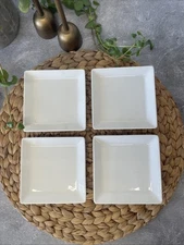 Lot 4 Fiddle + Fern White Square Plates 4.75” Home Essentials Collection EUC