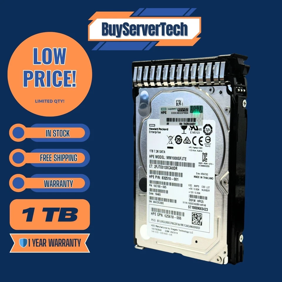 HP 655710-B21 1TB 7200RPM 2.5" SATA 6Gbps HDD | 656108-001 | 0 Hours | 1 Year wr - Image 3 of 4