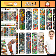 12 Pcs Kids Tattoo Arm Sleeves, UV Protection, Fun Patterns, Cool Designs