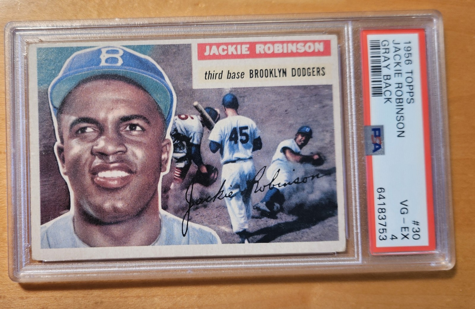 1956 Topps JACKIE ROBINSON #30 Gray Back PSA 4 VG-EX BROOKLYN LA DODGERS HOF WOW