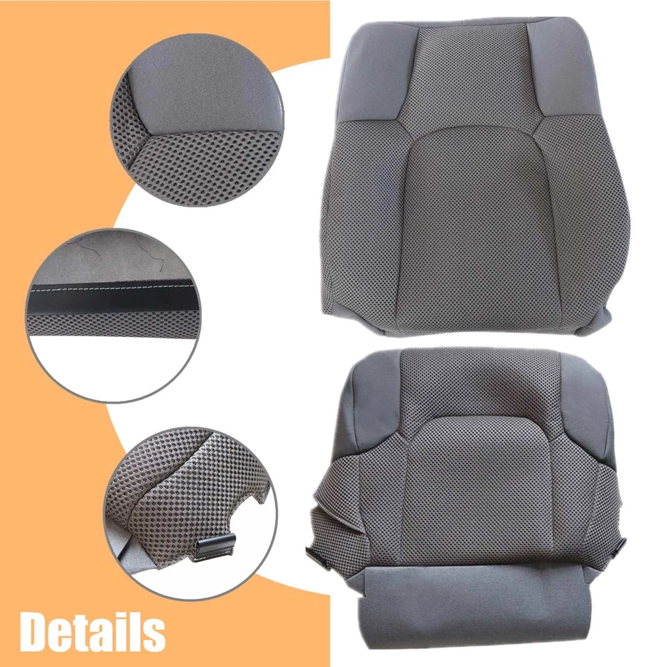 Cubierta de asiento de tela gris para Nissan Frontier 2005-2019 inferior y superior del conductor delantero Foto 2 de 4