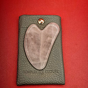 COMPLEX CULTURE Rose Quartz Gua Sha with Carrying Pouch NEW...No Box!