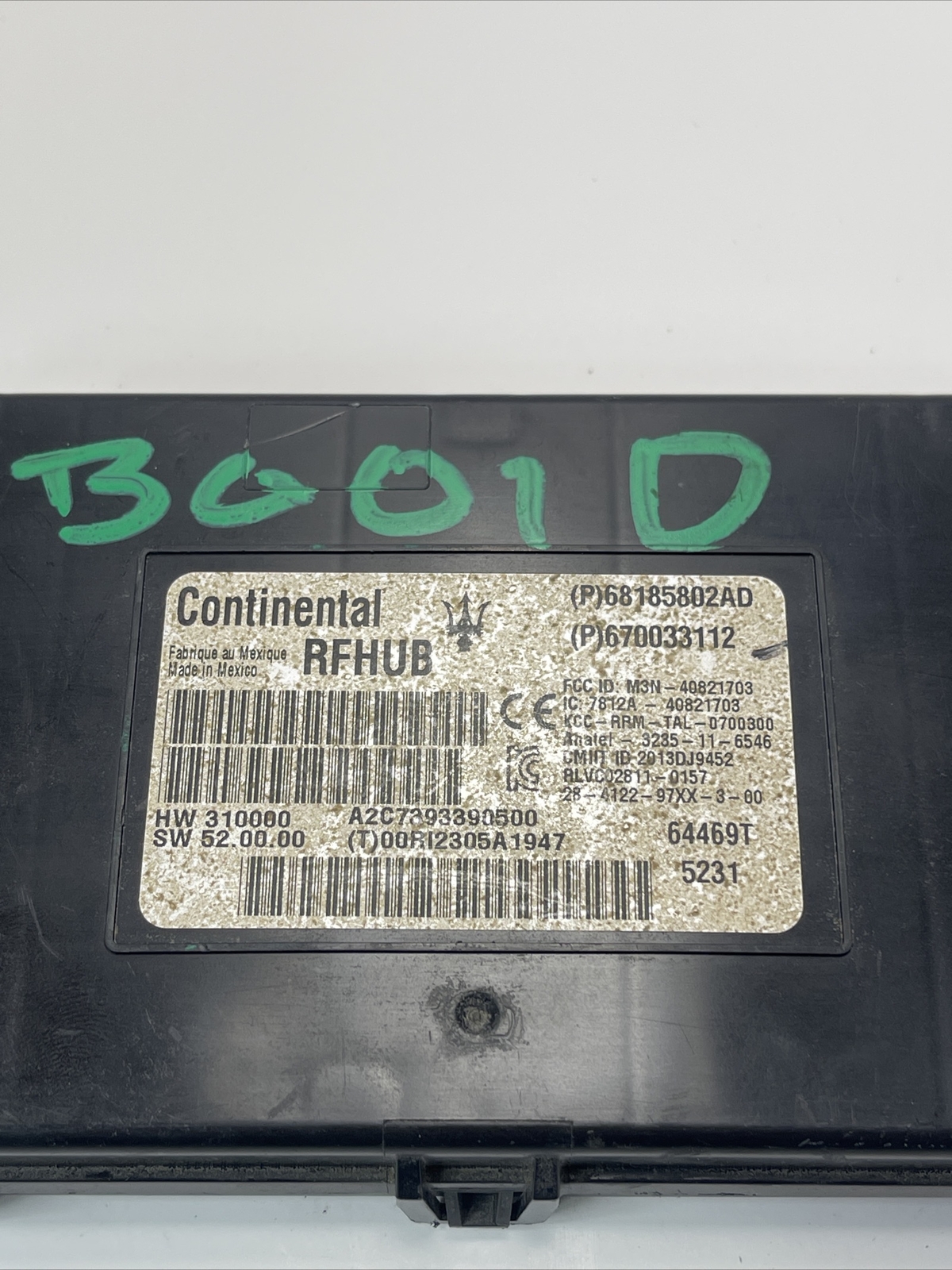 2014 - 2017 Maserati Ghibli Passive Entry RF Hub Control Module   68185802AD
