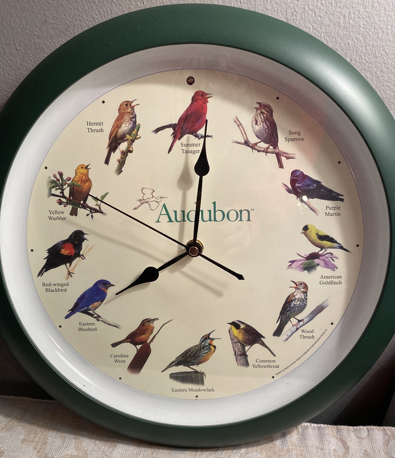 Audubon Society Singing Bird Wall Sound Clock, 13 Inch, Green eBay