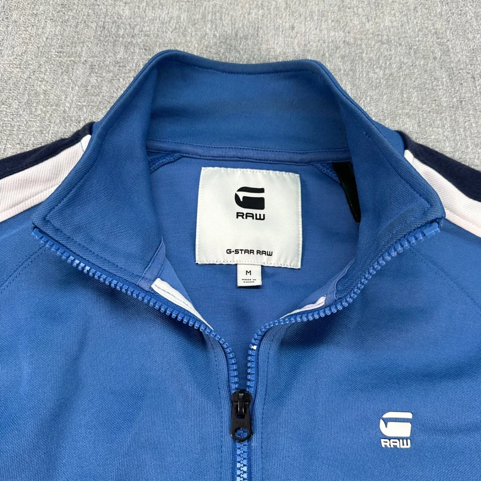 Chaqueta G Star Raw Track Para Hombre Azul Medio Cremallera Completa Tiras Bolsillos con Cremallera Foto 3 de 4