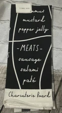 Set Of 2 Kitchen Dish Towel Black & White 25” x 15” Charcuterie Board