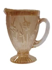 Iris And Herringbone Iridescent  Marigold Footed Pitcher  9" Jeanette  CAR# 20