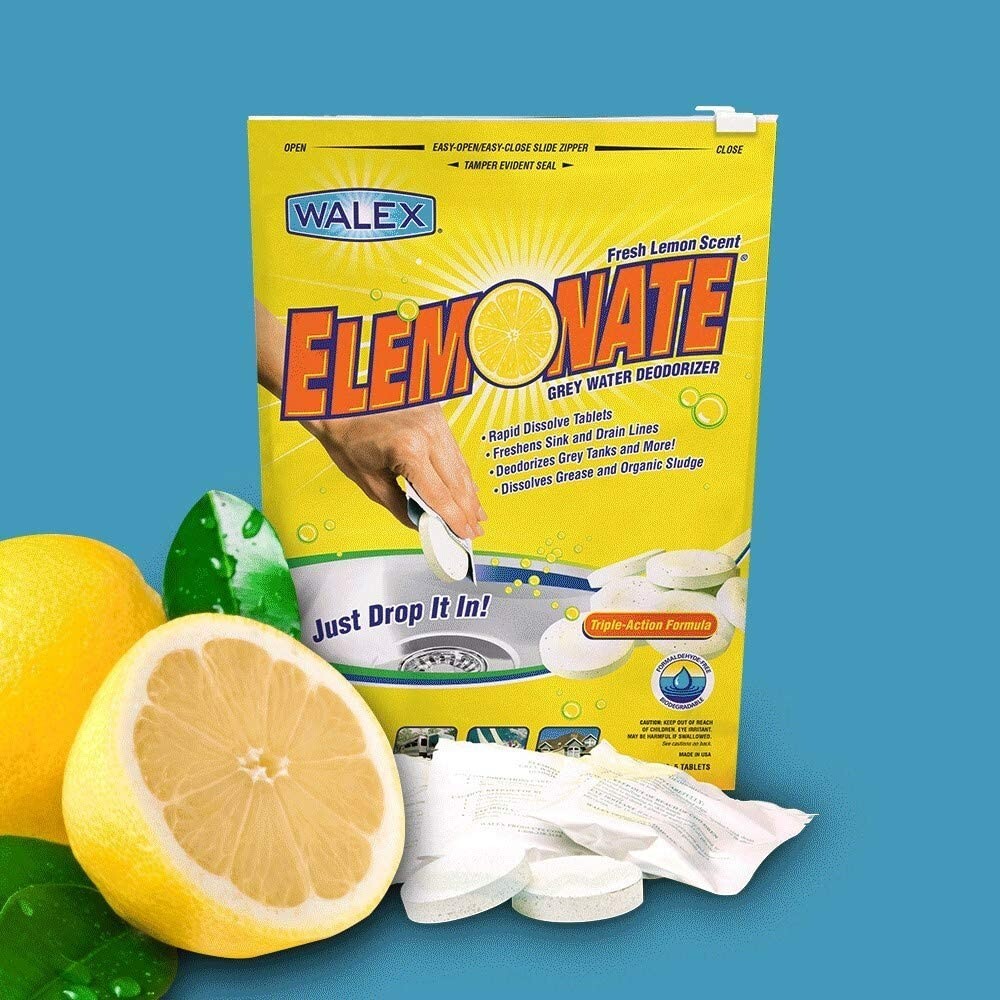 Walex Elemonate RV Grey Water Deodorizer& Freshener, Lemon Scent, (Pack of 5)