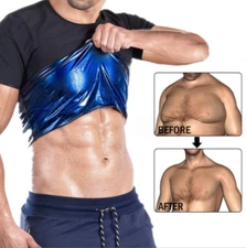 Men Sweat Sauna Waist Trainer Thermal Shirt Weight Loss Tank Tops Body Shaper US