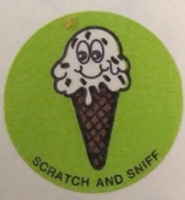 VINTAGE TREND MATTE SCRATCH AND SNIFF STICKER ICE CREAM CONE`
