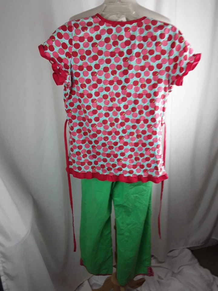 Lote de 2 Pantalones Médicos XS Top Barco Manzanas Landau Verde Foto 2 de 4