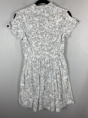 Bea & Dot By ModCloth Bird & Flower Floral Print Dress White- Size Medium - Picture 2 of 4