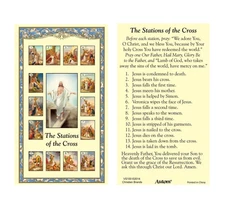 (2 copies) The Stations of the Cross Prayer Holy Card Lent Easter Catholic
