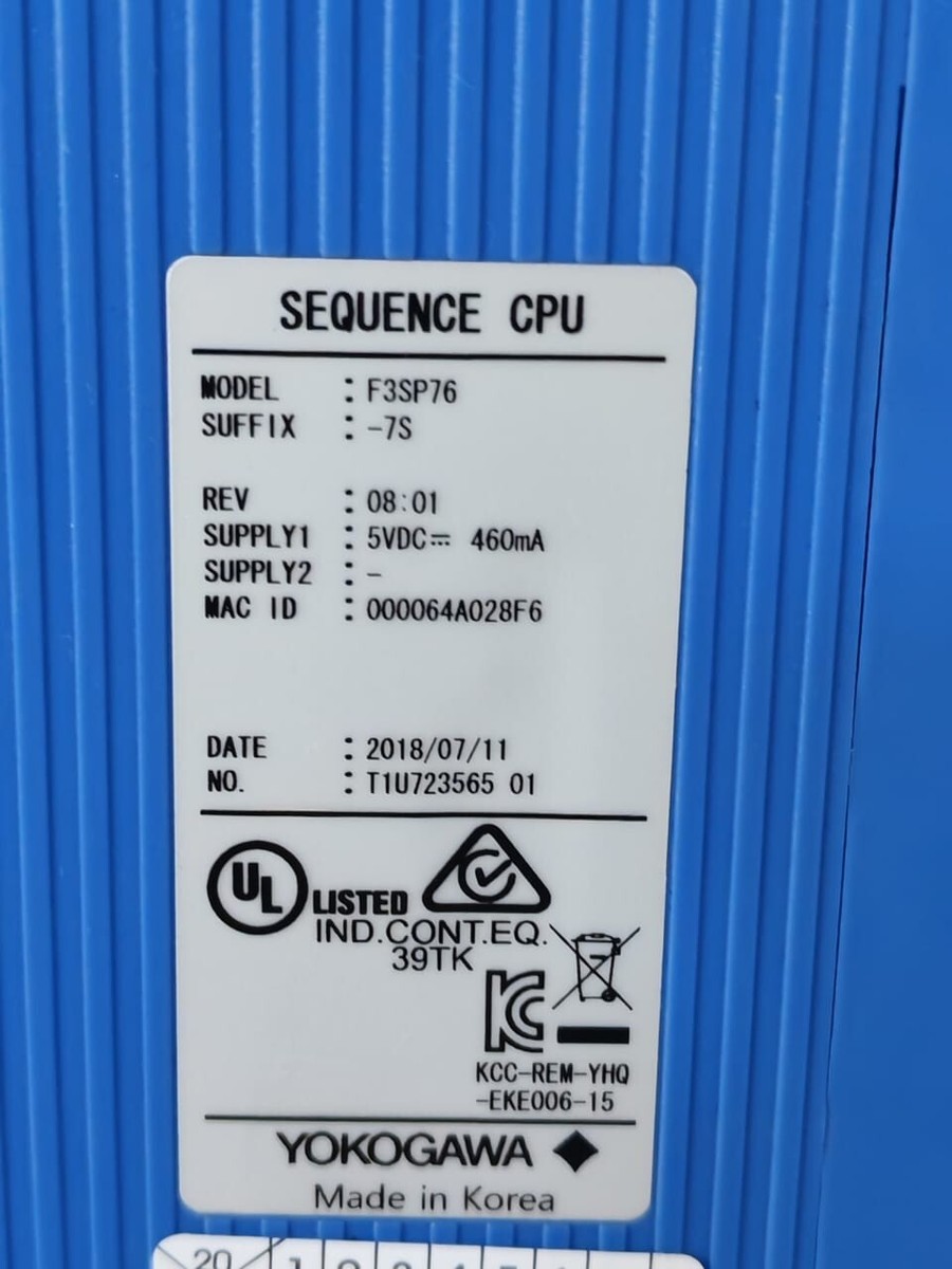 YOKOGAWA F3SP76-7S REV.08.01 SEQUENCE CPU MODULE | eBay