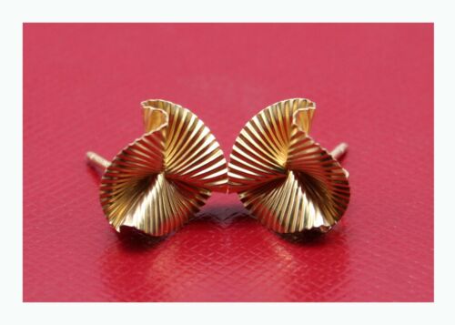 Tiffany & Co. Vintage Earrings 14K Gold Ribbon Swirl Fan George Schuler 1980s - 第 1/3 張圖片