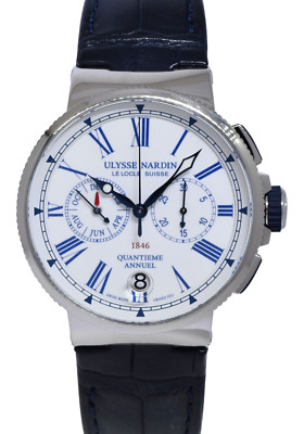 Ulysse Nardin Marine Chronograph Annual Calendar Steel 43mm Watch B/P 1533-150