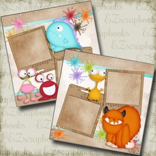 Little Monsters - 2 Premade Scrapbook Pages - EZ Layout 4342