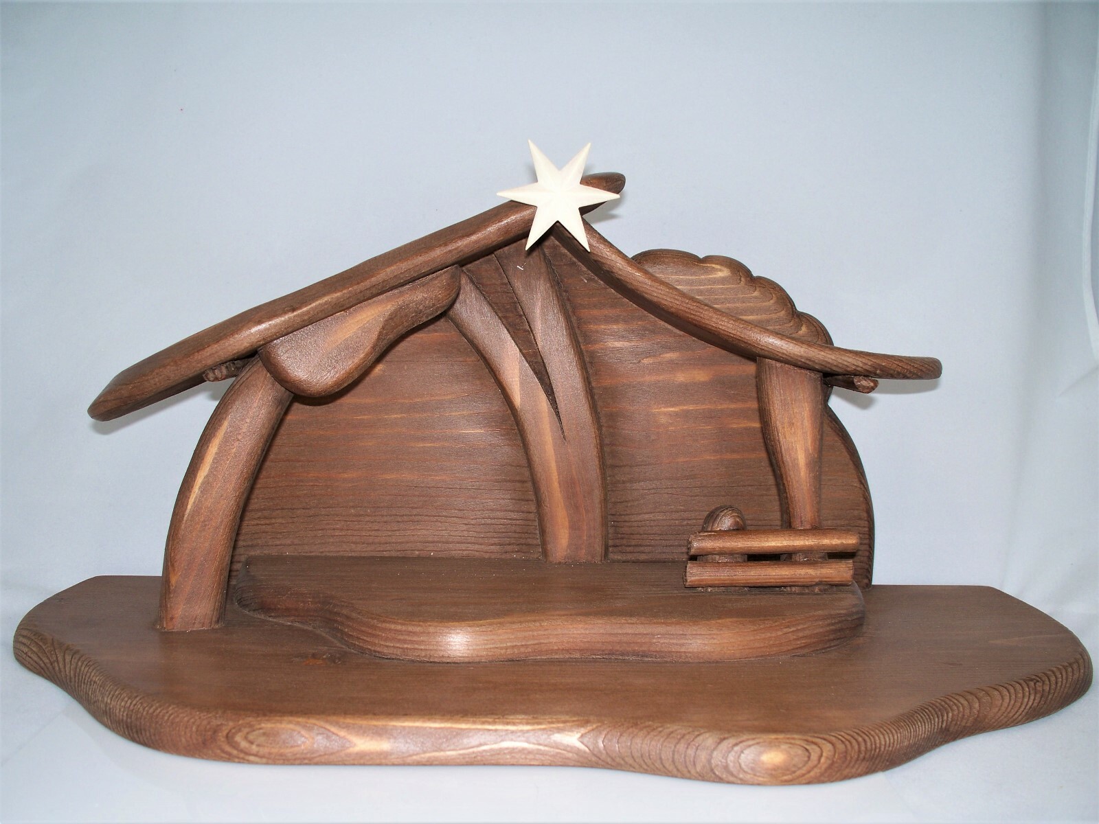 Holz Krippen Stall 48 x 21,5 cm H21cm mittelbraun neu Krippenstall Krippenställe