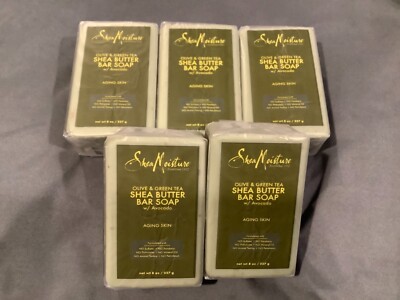 5 Bars Shea Moisture Olive & Green Tea Shea Butter Bar Soap w/ Avocado 8 Oz