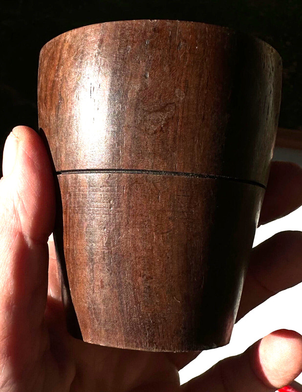 Vintage Hand Carved Wooden Cup  2 3/4  x 2 3/4"