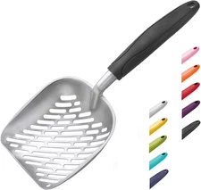 WePet Cat Litter Scoop, Aluminum Alloy Sifter, Kitty Metal Medium, #06 Black