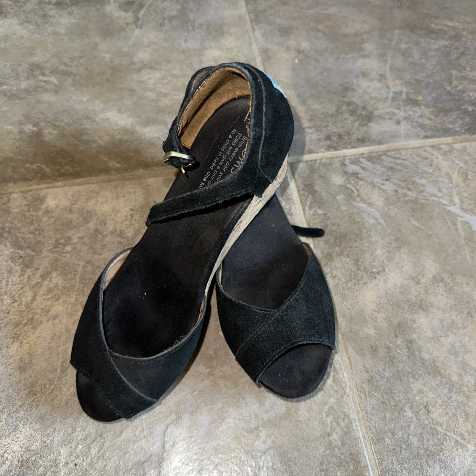 SALOMON Zeppe Tom's donna scamosciate punta aperta nere