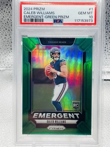 2024 Prizm CALEB WILLIAMS Emergent Green Prizm #1 PSA 10 GEM MINT Rookie RC