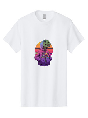 Dino-Raptor Mens Graphic Tee, 100% Cotton, Casual Summer Wear