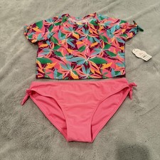 Wonder Nation Girls' Two-Piece Rash Guard Swimsuit Set XL 14-16