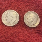 1954 D and S Roosevelt Dime 90% Silver 10c US Coin