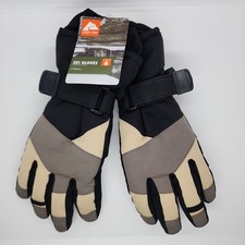 OZARK TRAIL Boys Youth Size S/M Ski Gloves Insulated Reflective Black Tan Gray