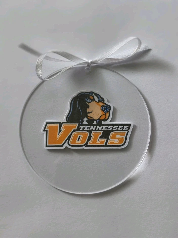 Tennessee Vols Volunteers Ornament Clear Round Acrylic NCAA Football - Image 2 of 2