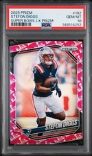 Stefon Diggs 2025 Panini Prizm #182 Super Bowl LX 60 Pink /60 PSA 10 Gem Mint